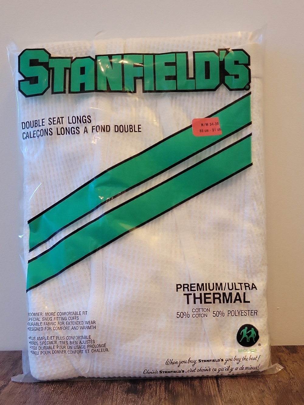 Stanfield's Premium Ultra Thermal Double Seat Longs White M 34-36 Vintage
